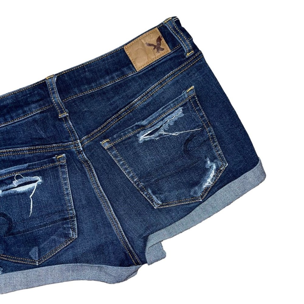 American Eagle Distressed Womens Shorts 4 HiRise Shortie 360 Super Stretch Booty - Picture 6 of 7